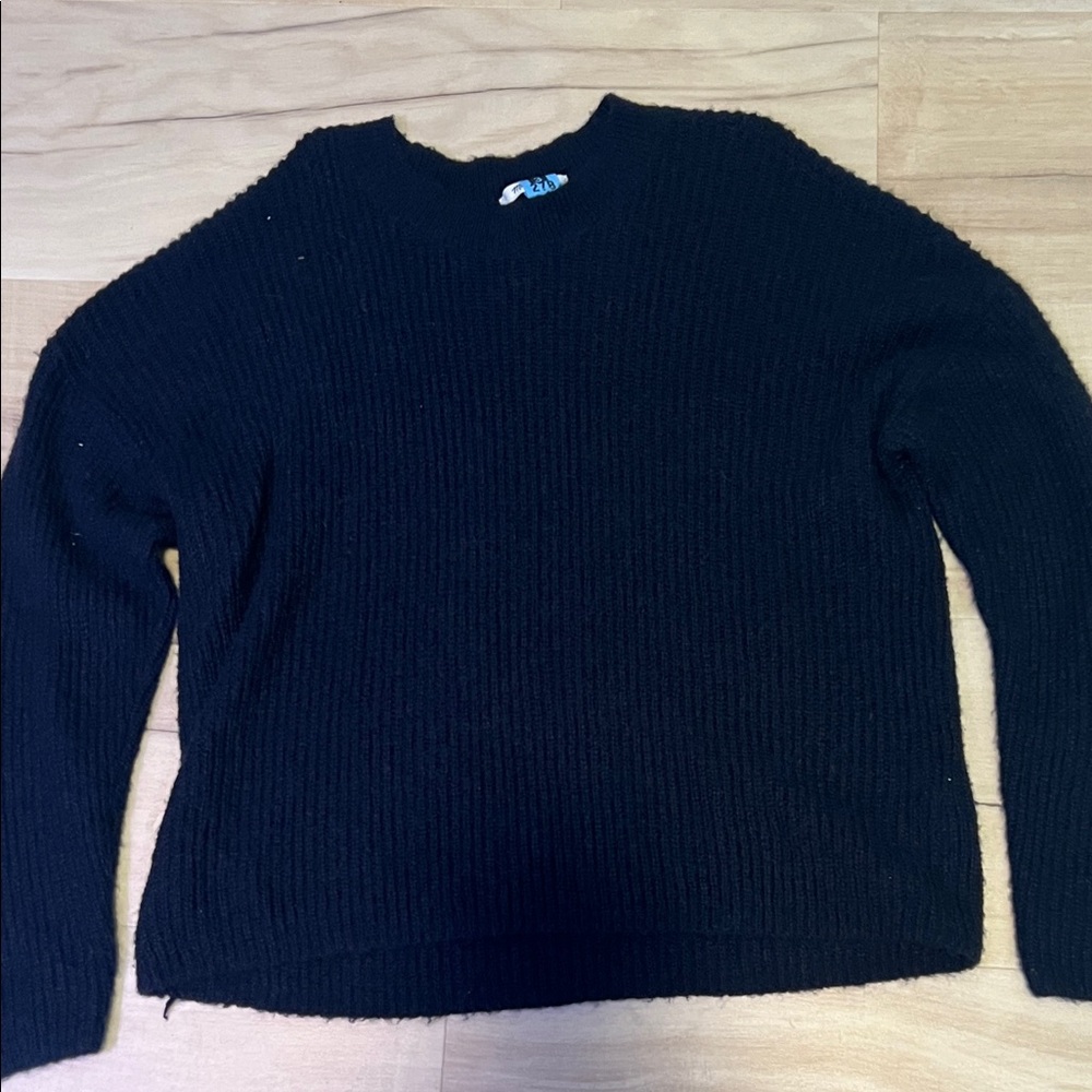 Madewell Black Ribbed Knit Pullover